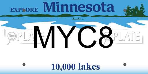 MYC8 Minnesota License Plate