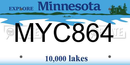 MYC864 Minnesota License Plate