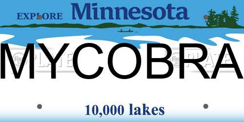 MYCOBRA Minnesota License Plate