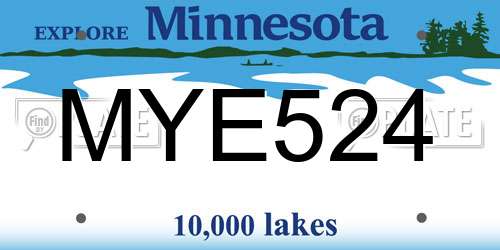 MYE524 Minnesota License Plate