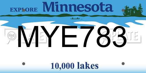 MYE783 Minnesota License Plate
