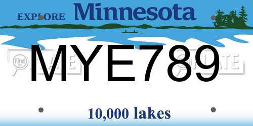 MYE789 Minnesota License Plate
