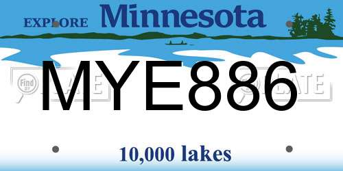 MYE886 Minnesota License Plate