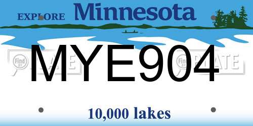 MYE904 Minnesota License Plate
