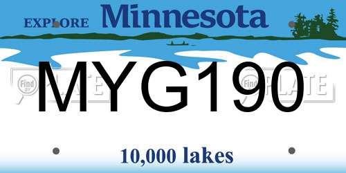 MYG190 Minnesota License Plate