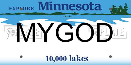 MYGOD Minnesota License Plate