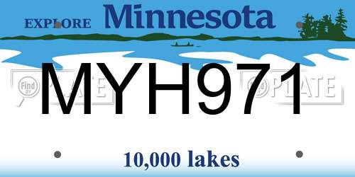 MYH971 Minnesota License Plate