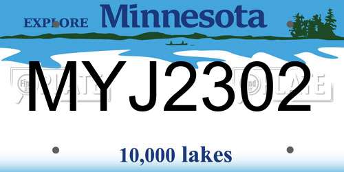 MYJ2302 Minnesota License Plate