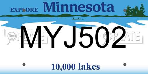 MYJ502 Minnesota License Plate