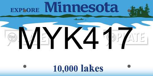 MYK417 Minnesota License Plate