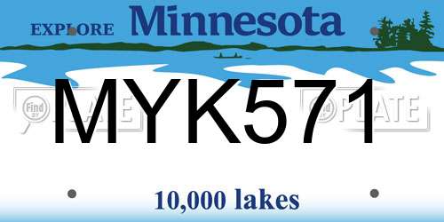 MYK571 Minnesota License Plate