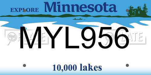 MYL956 Minnesota License Plate