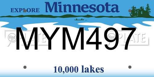 MYM497 Minnesota License Plate