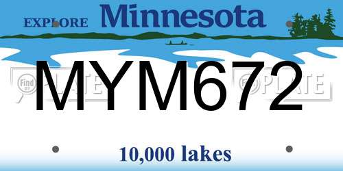 MYM672 Minnesota License Plate