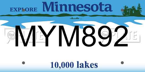 MYM892 Minnesota License Plate