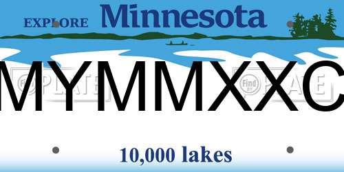 MYMMXXC Minnesota License Plate
