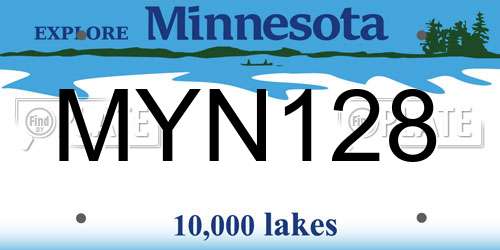 MYN128 Minnesota License Plate