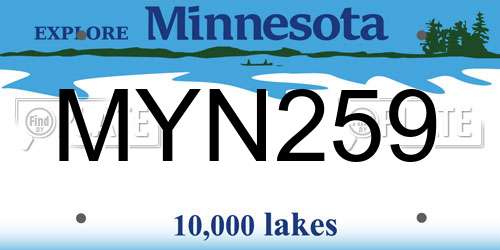 MYN259 Minnesota License Plate