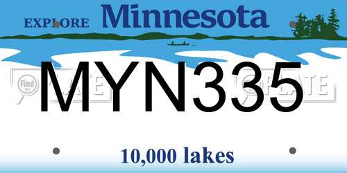 MYN335 Minnesota License Plate