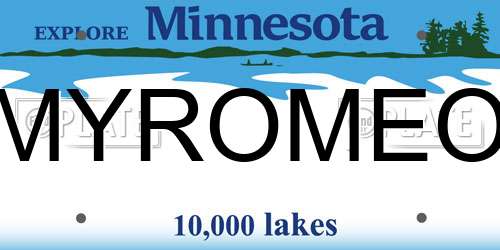 MYROMEO Minnesota License Plate
