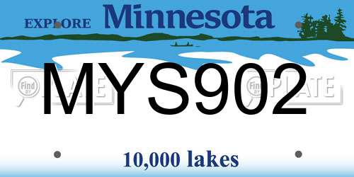 MYS902 Minnesota License Plate