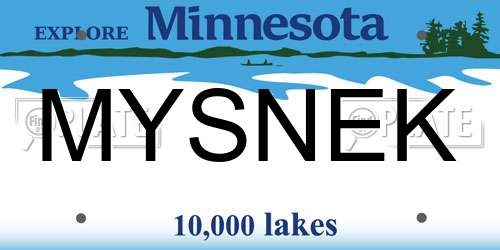 MYSNEK Minnesota License Plate