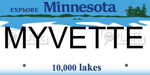 MYVETTE Minnesota License Plate