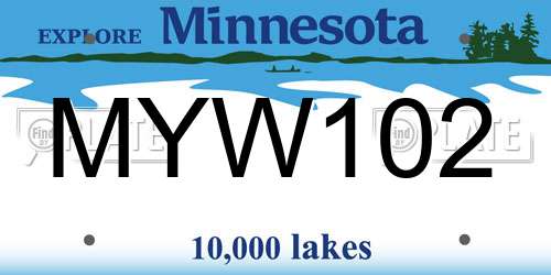 MYW102 Minnesota License Plate