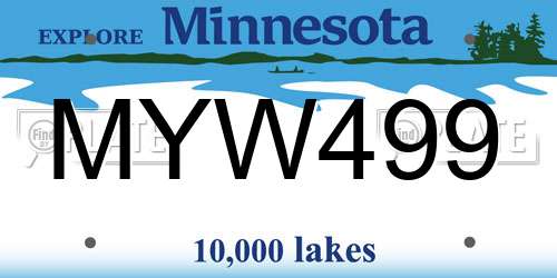 MYW499 Minnesota License Plate