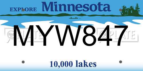 MYW847 Minnesota License Plate