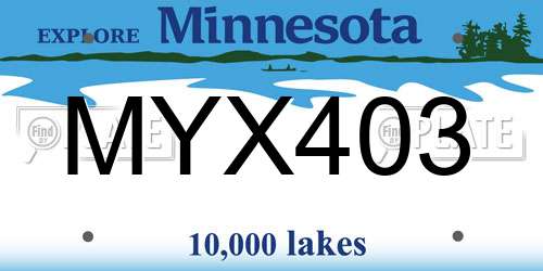 MYX403 Minnesota License Plate