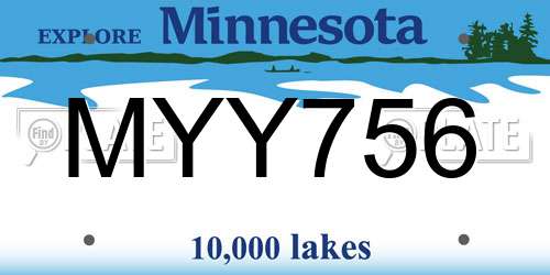 MYY756 Minnesota License Plate