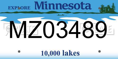 MZ03489 Minnesota License Plate