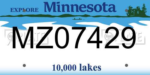 MZ07429 Minnesota License Plate
