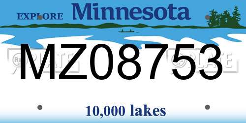 MZ08753 Minnesota License Plate