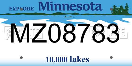 MZ08783 Minnesota License Plate