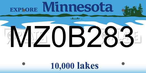 MZ0B283 Minnesota License Plate