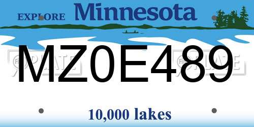 MZ0E489 Minnesota License Plate
