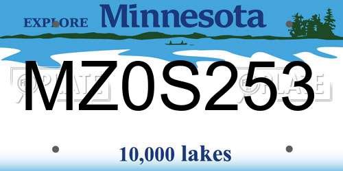 MZ0S253 Minnesota License Plate