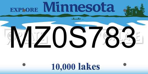 MZ0S783 Minnesota License Plate