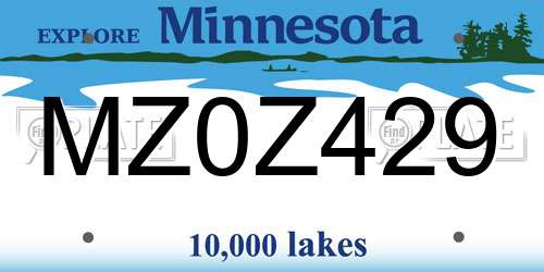 MZ0Z429 Minnesota License Plate