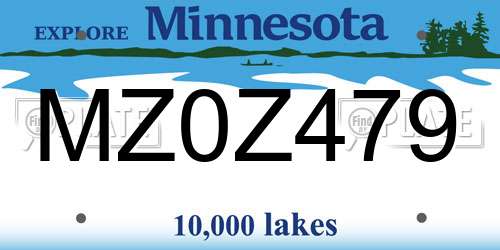 MZ0Z479 Minnesota License Plate