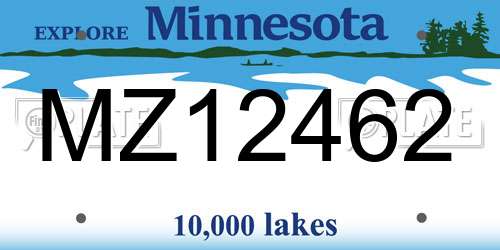 MZ12462 Minnesota License Plate