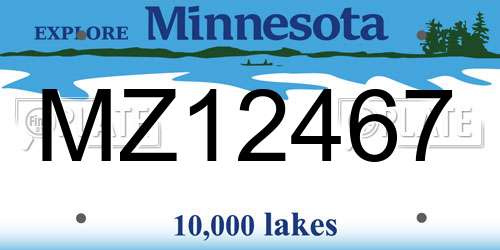 MZ12467 Minnesota License Plate