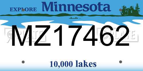 MZ17462 Minnesota License Plate
