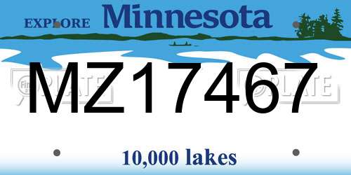 MZ17467 Minnesota License Plate