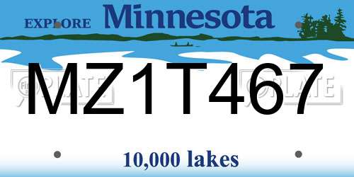 MZ1T467 Minnesota License Plate
