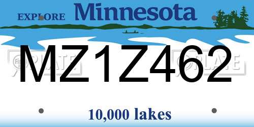 MZ1Z462 Minnesota License Plate