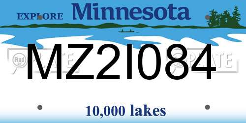 MZ2I084 Minnesota License Plate