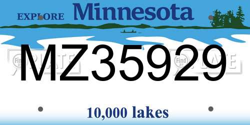 MZ35929 Minnesota License Plate